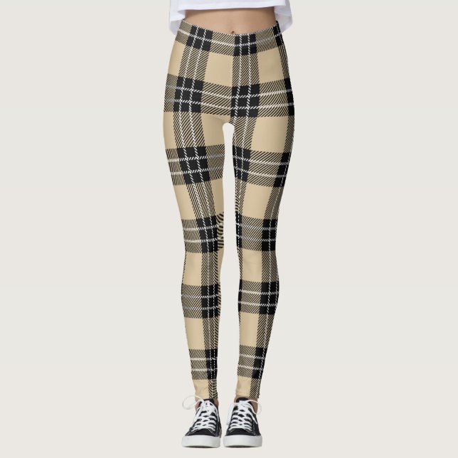 Leggings Xadrezes de bege/negro (Frente)