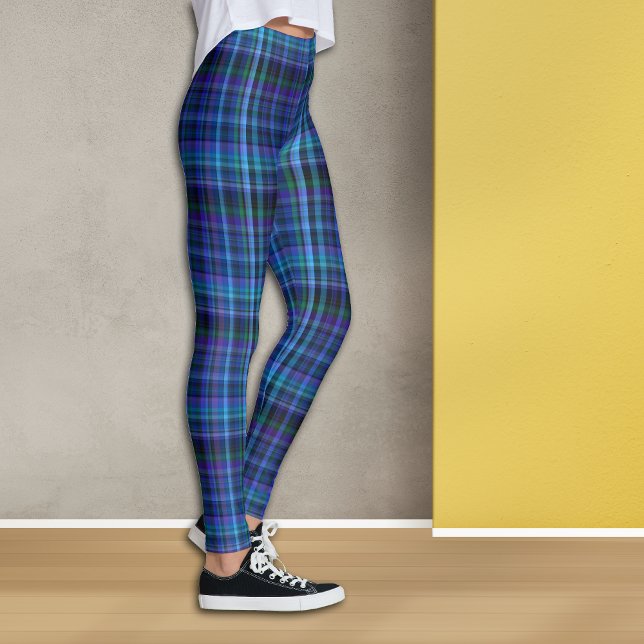 Leggings Xadrezes de Tartan Preto Azul Violeta Pre (Criador carregado)