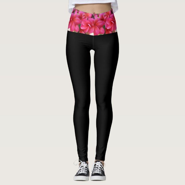 Leggings yoga de plumeria rosa havaiana (Frente)