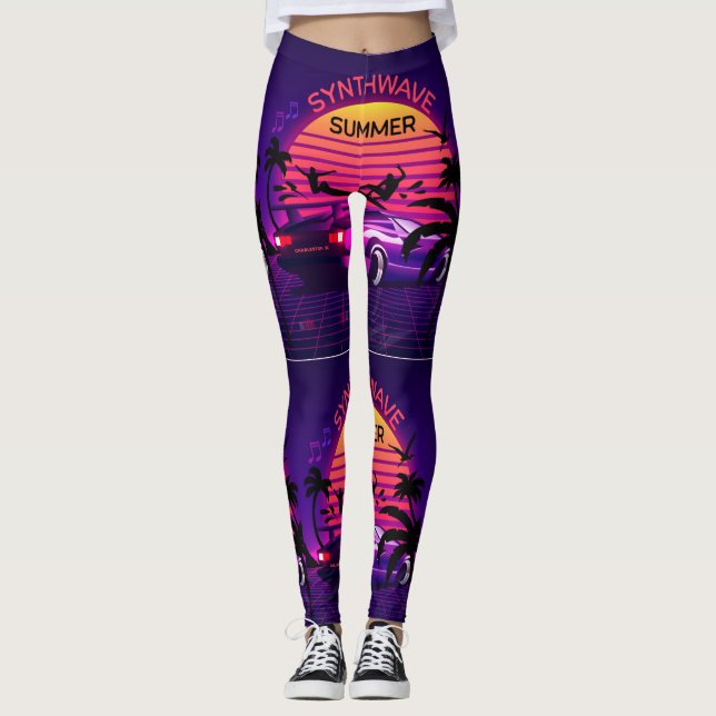Leggings Yoga do estilo Synthwave/Vaporwave (Frente)