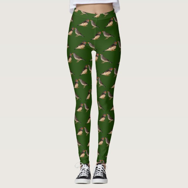 Leggings Zebra Finch Frenzy (Verde Escuro) (Frente)