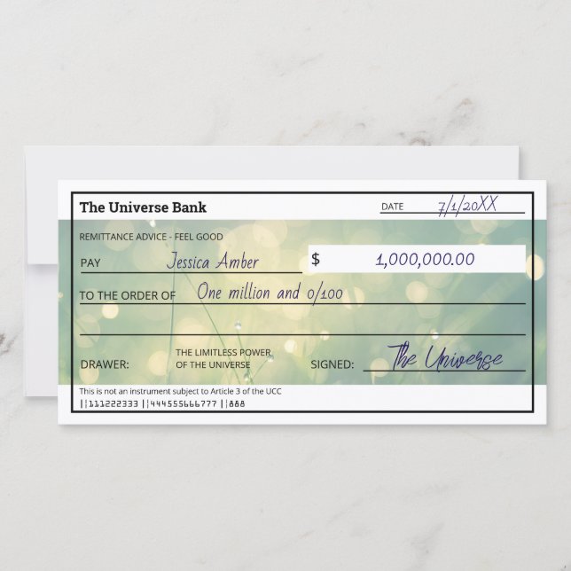 Lei de Atração do Cartão Plano de Verificação de A (Frente)