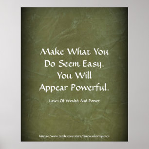 Lei De Poder Riqueza Parece Poderoso Poster Verde 