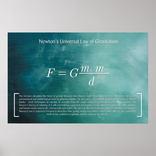 Lei Universal da Gravitação de Newton - Poster (Frente)
