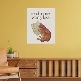 Leia Mais, Preocupe Menos Poster de Gato Fofo 60x7