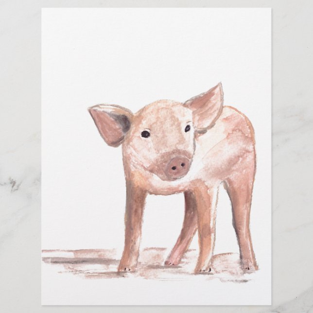 Leitão-bebê Porco-aquarela Fazenda Enfermeiro (Frente)