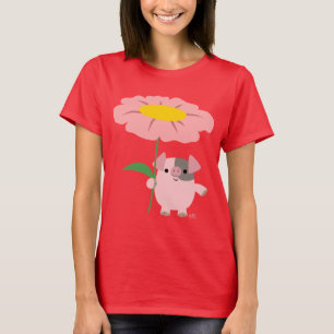 Leitão bonito dos desenhos animados com o t-shirt