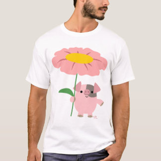 Leitão com um t-shirt (cor-de-rosa) do adulto das