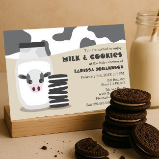 Leite de Vaca e Cookies Leite de Bebê Convites