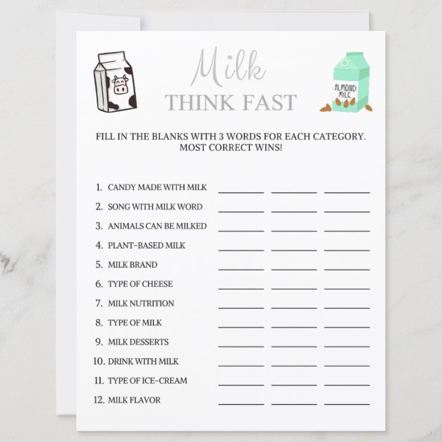 Leite Pense no Jogo Rápido (Frente)