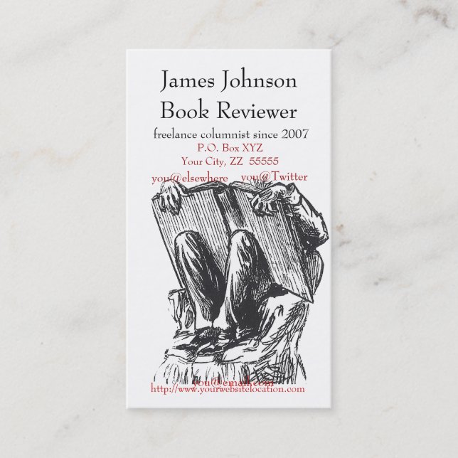 Leitor ávido que lê o cartão de visita regular (Frente)