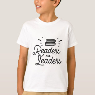 "Leitores são líderes" - Camisa de literacia inspi