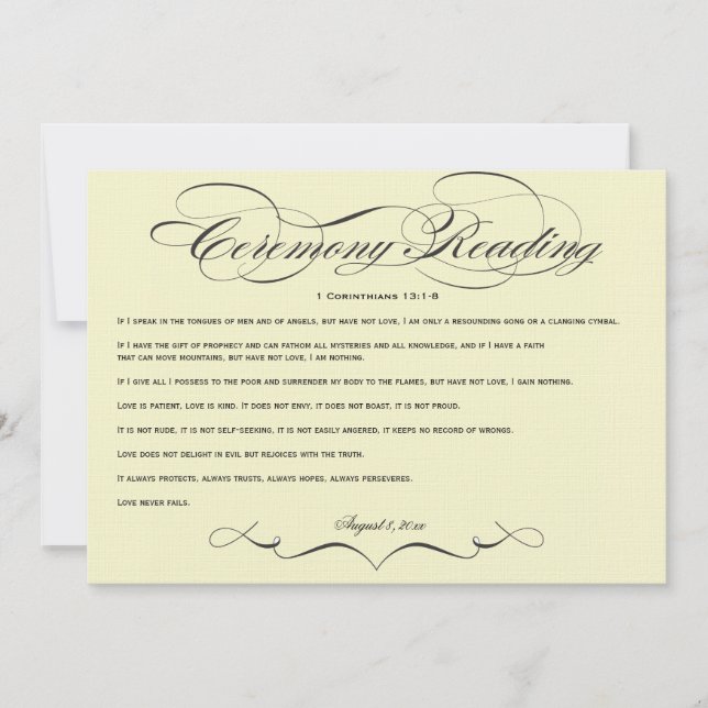 Leitura de Cerimônia de Casamento Elegant Script (Frente)