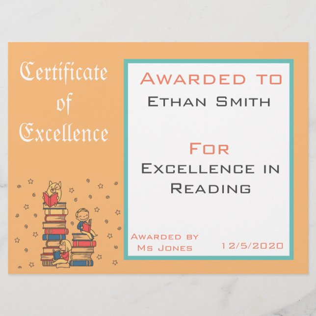 Leitura do certificado de Prêmio Fornecimentos de  (Frente)