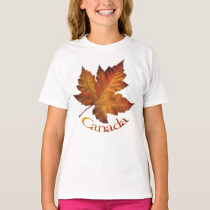 Lembrança de Canadá do t-shirt da menina da folh