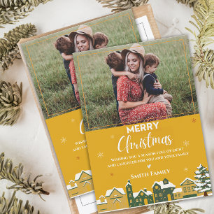 Lembrança de Foto da Família Natal Rústico Festivo