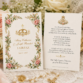 Lembrança de Oração de Casamento Católica Romana