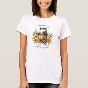 Lembranças de verão Girassóis Lavanda T-Shirt