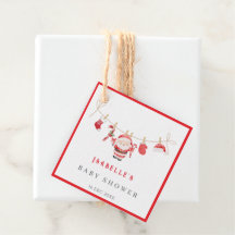 Etiquetas de Favor para Chá de Bebê do Papai Noel
