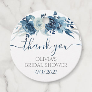Lembrancinhas Etiquetas de Favor para Chá de Noiva Floral Azul M