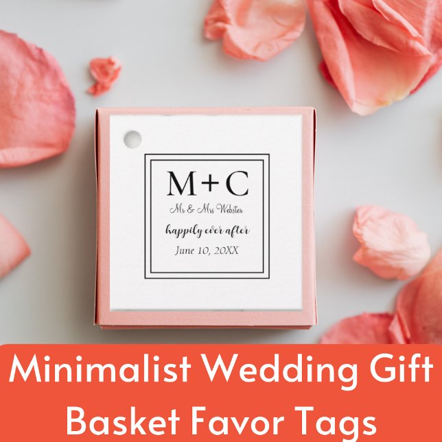 Lembrancinhas Etiquetas de Favoritos de Presente para Casamento  (Minimalist Wedding Gift Basket Favor Tags)
