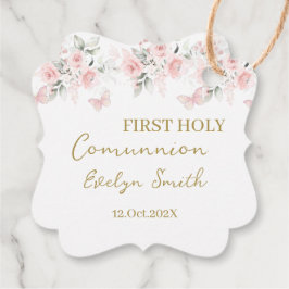Lembrancinhas Etiquetas Para Recuerdos Comunión floral rosa R