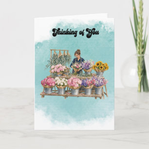 Lembrando de Você Loja de Florista Aquarela Cartão