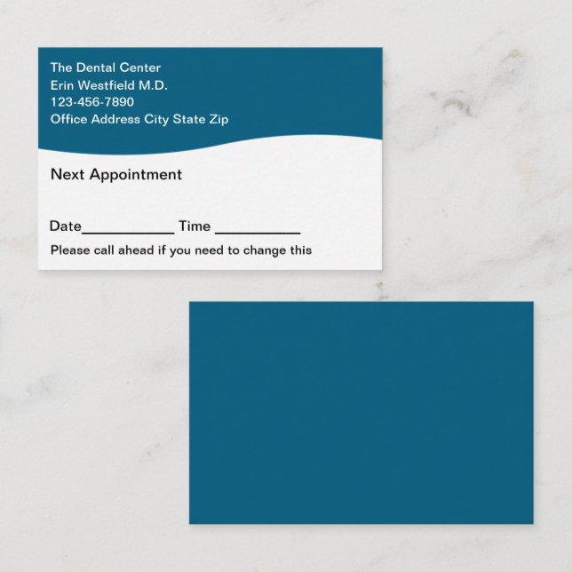 Lembrete de Cartões de Nomeação do Paciente Dentis (Frente/Verso)