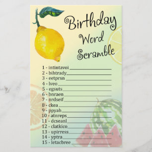 Lemon Birthday - Jogo do Word Scramble