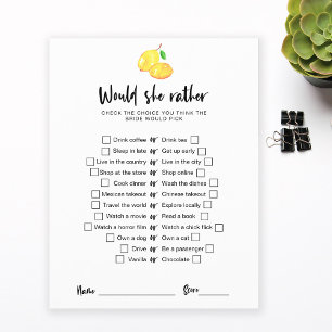 Lemon Chá de panela Ela faria um roteiro de jogos