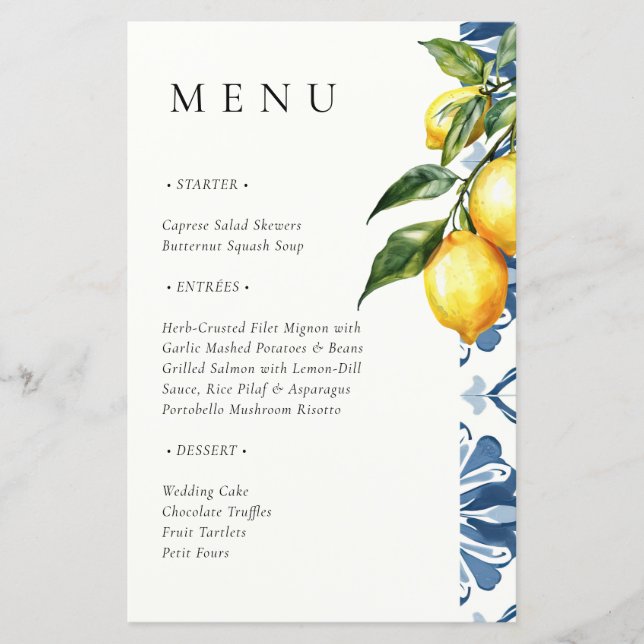 Lemon Citrus Positano - Menu Casamento Italiano (Frente)