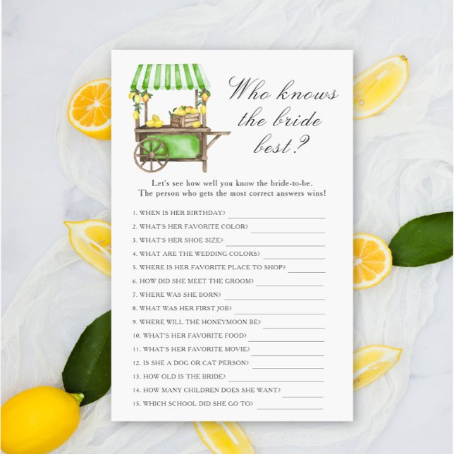 Lemon citrus - Who knows the bride best game (Criador carregado)