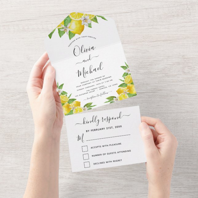 Lemon Citrus Yellow WedPrimavera Summer RSVP (Tearaway)