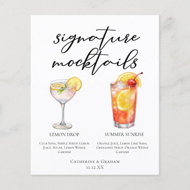 Lemon Drop Summer Sunrise Wedding Mocktails Menu (Frente)