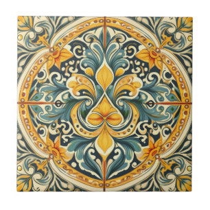 Lemon e Blue Azulejo Lisboa Patterna Talavera