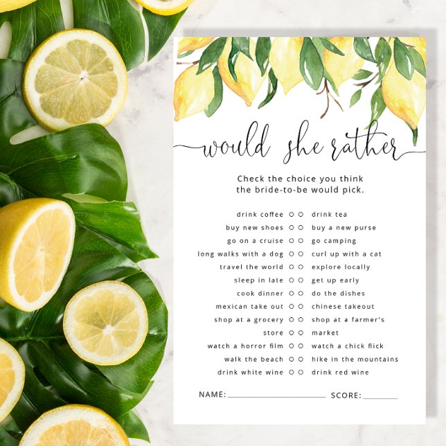 Lemon Ela Iria Preferencialmente Jogo De Chá de pa (Criador carregado)