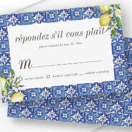 Lemon Foliage Blue Mediterranean Weding RSVP