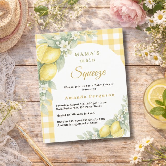 Lemon gingham main squeeze Baby Shower invitation (Criador carregado)