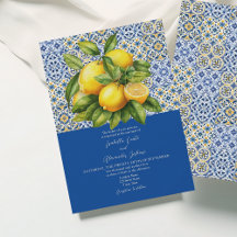 Lemon Siciliano Convite Azul para Casamento Italia