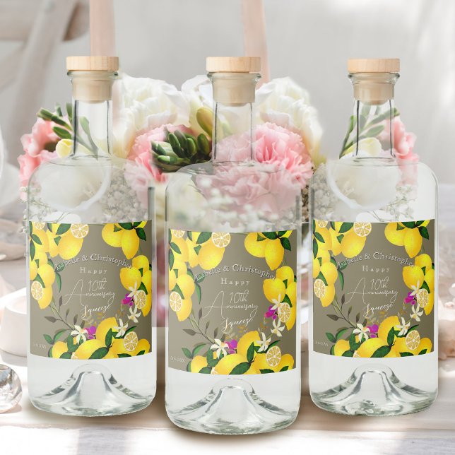 Lemon Squeeze  (10th Wedding Anniversary Lemon Squeeze Liquor Label)
