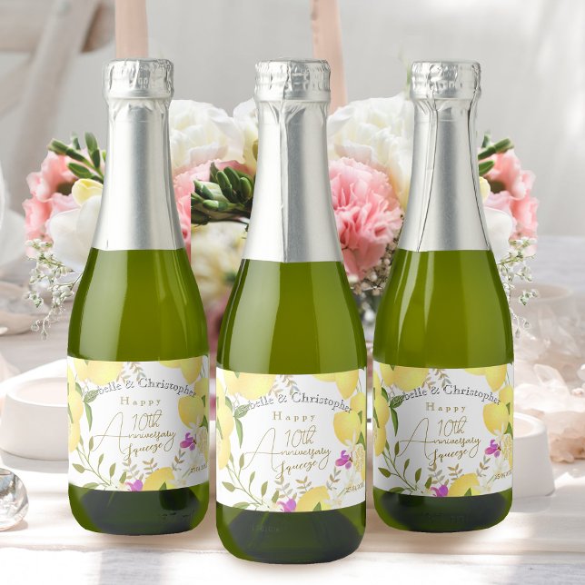 Lemon Squeeze  (10th Wedding Anniversary Lemon Squeeze Sparkling Wine Label)
