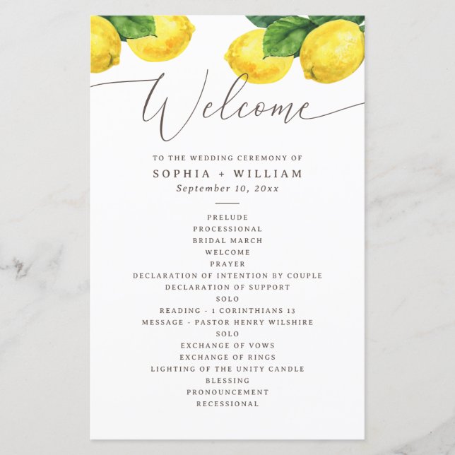 Lemon Watercolor Wedding | Programa Citrus Garden (Frente)