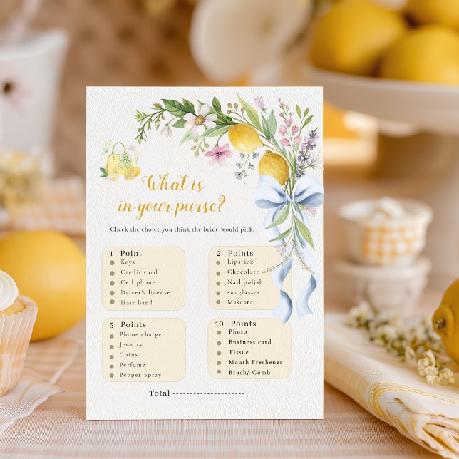 Lemon What’s In Your Purse Bridal Shower Game (Criador carregado)