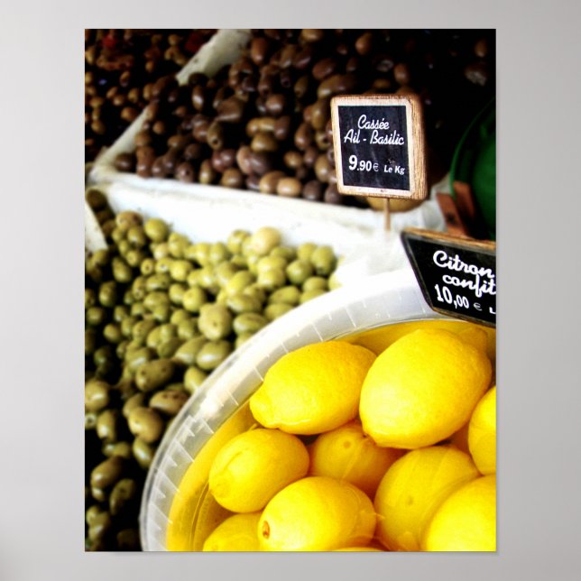 Lemon Yellow France Market Kitchen Poster (Frente)