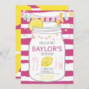 Lemonade Mason Jar Birthday Convite