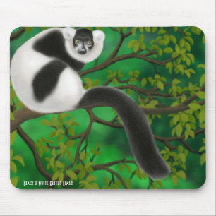 Lemur preto e branco Mousepad de Ruffed
