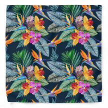Lenço de Bolso Flor Tropical e Ave do Paraíso