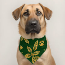 Lenço de Natal Elegante para Cachorro – Folhas de