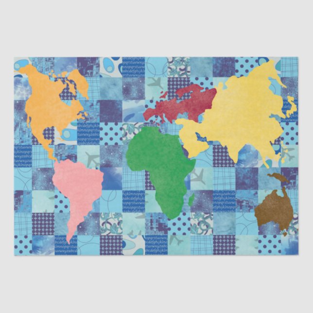 Lenço de papel acolchoado do mundo (Frente )