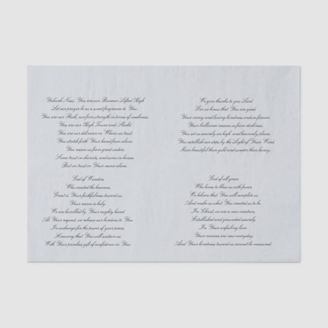 Lenço de papel cristão de Decoupage da oração (Frente )